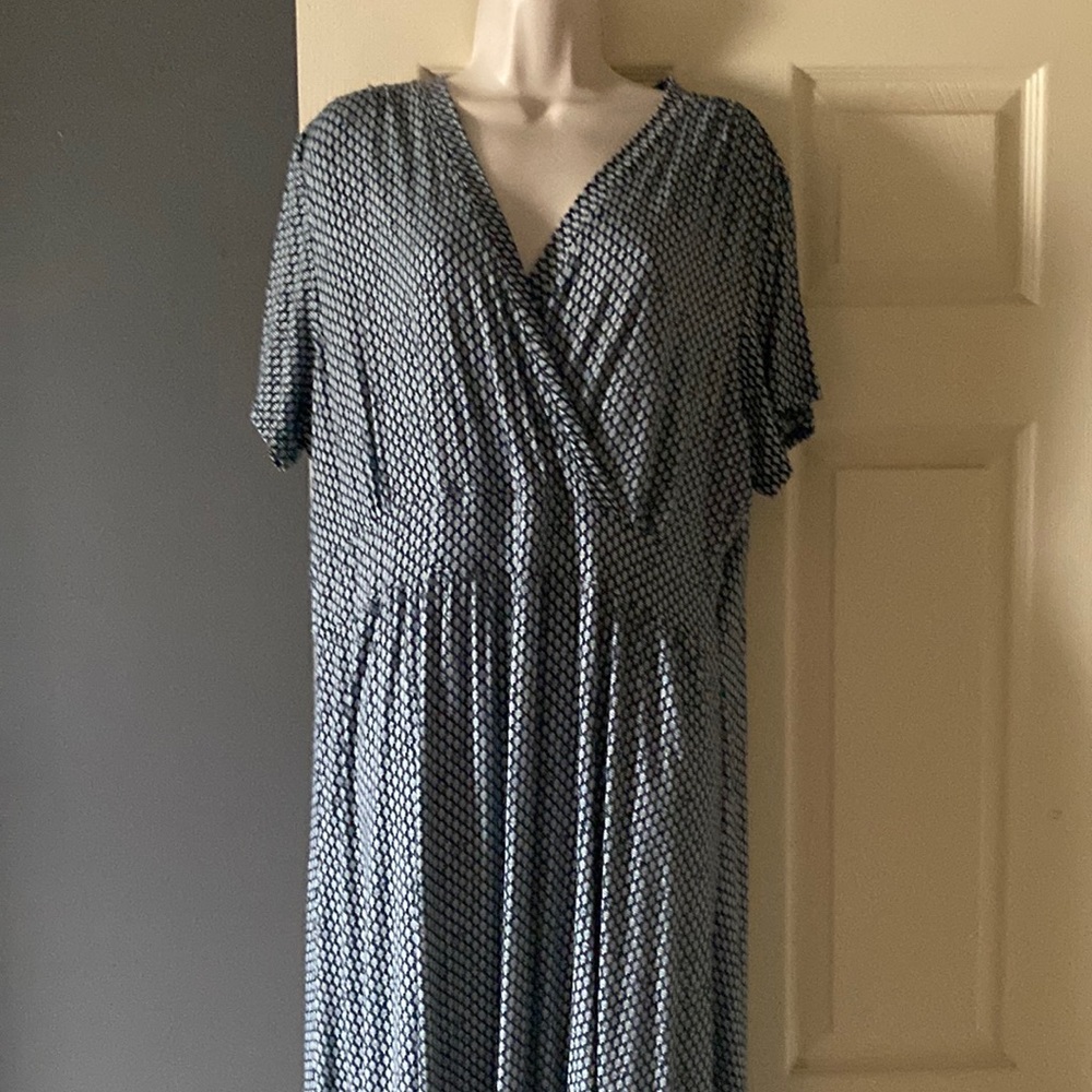 LL Bean Knit Dress.   Blue and White.  Plus Size 2X